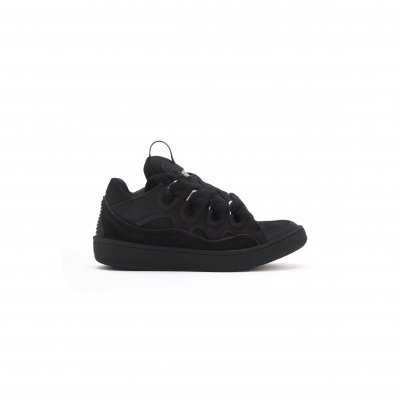 LANVIN BLACK LEATHER CURB SNEAKERS FU-SKDK12-DRAG-P25101035